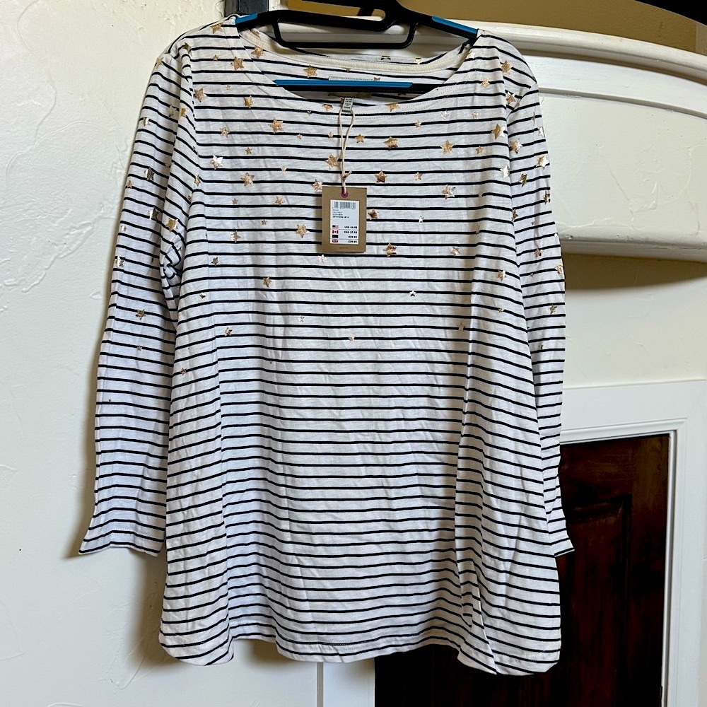 NWT Joules Gold Star Stripe Mariner Top, US14
